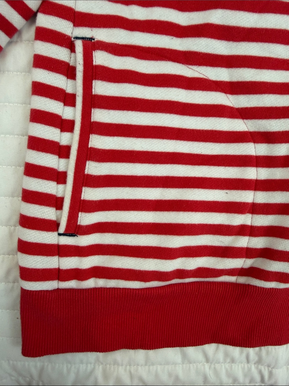 Nautica Red and White Striped Hooded Sweatshirt - Picture 8 of 15